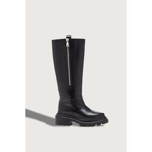 NEW PLAN C women's chunky sole leather boots in black